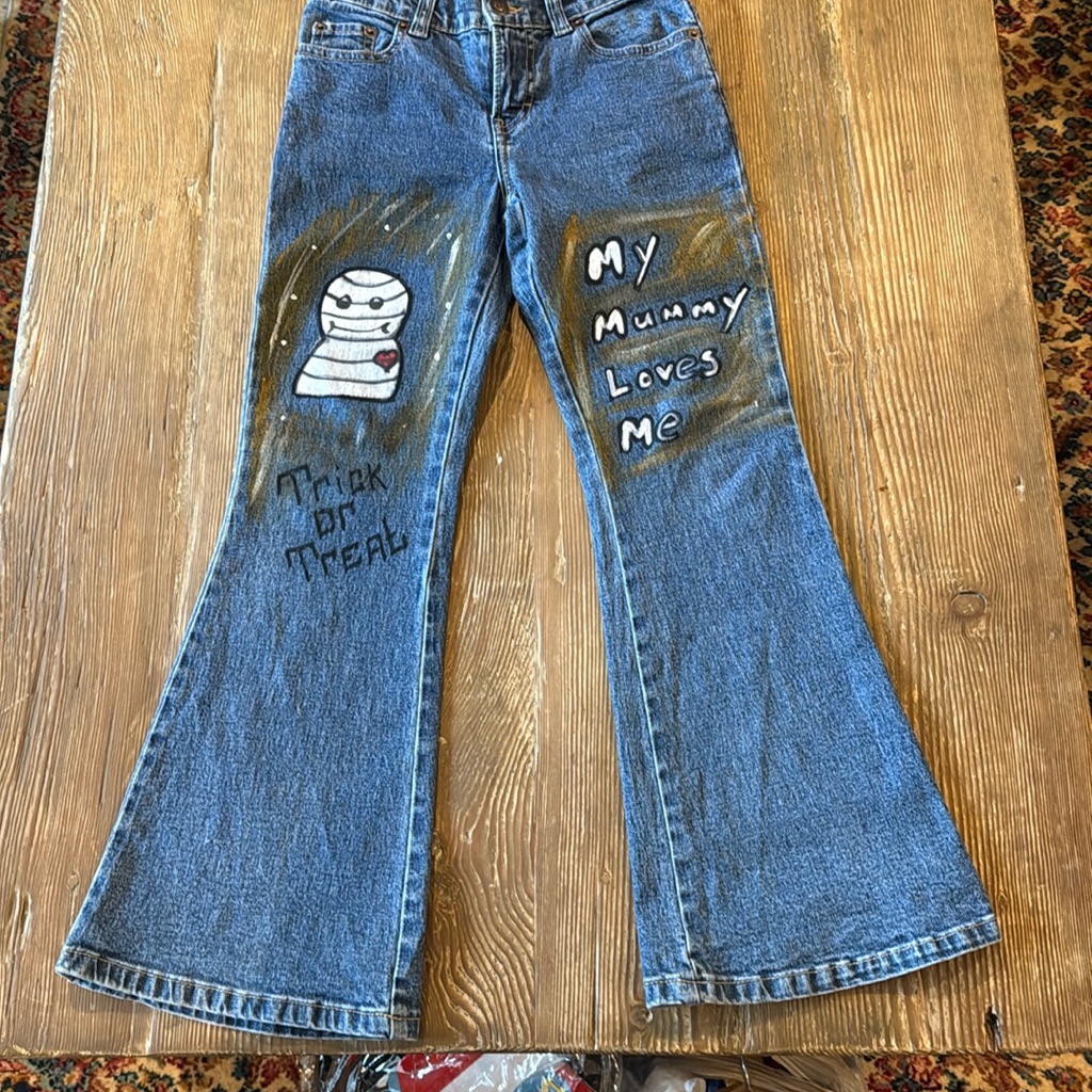 Halloween Mummy Embellished Denim Pants - My Mummy Loves Me Size 7